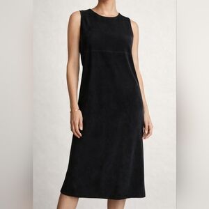 Parisian Works Petite Black Shift Dress Sleeveless Minimalist Classic Midi 14P